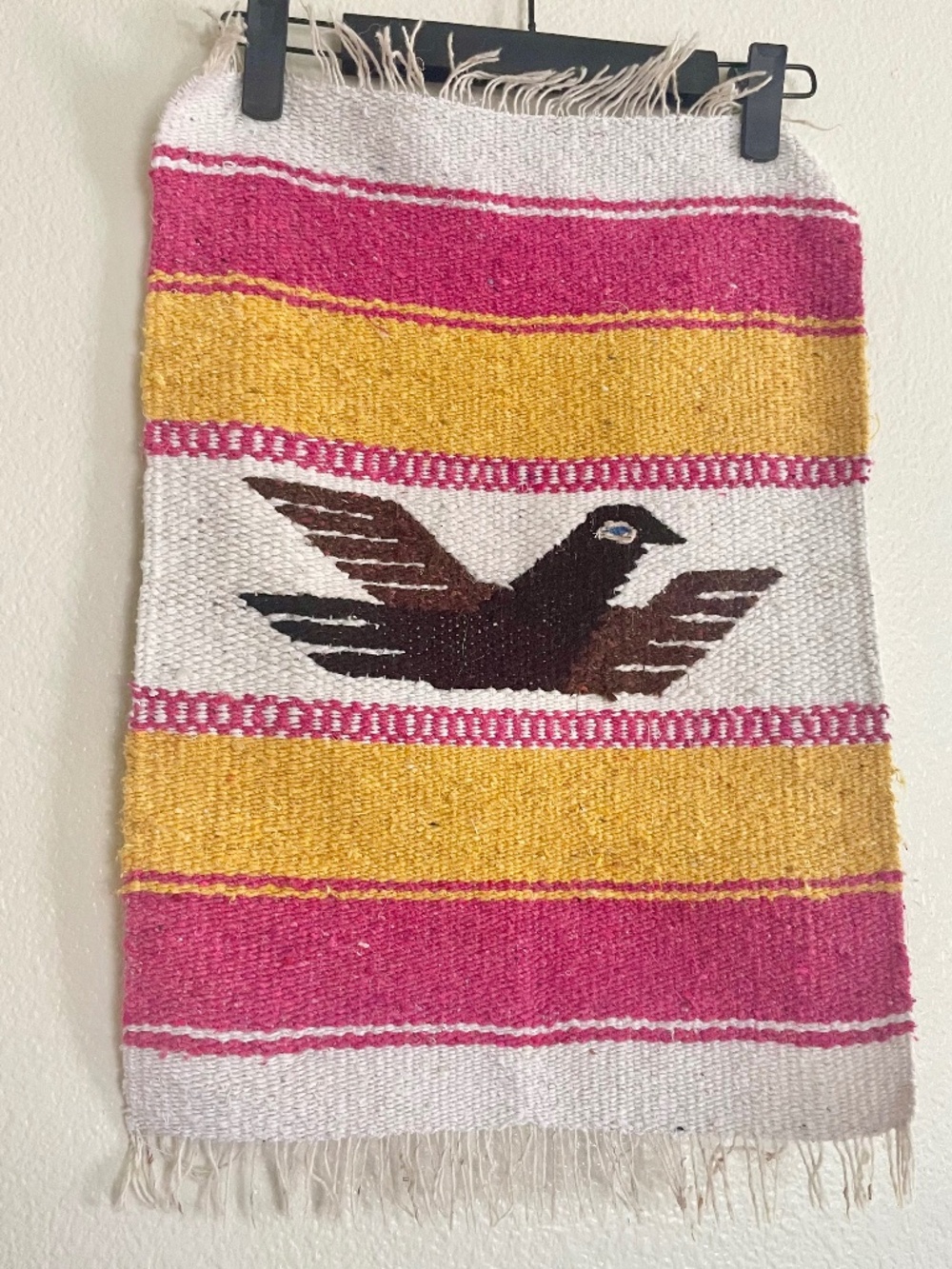 Vintage Woven Bird Wall Hanging Southwestern Textile